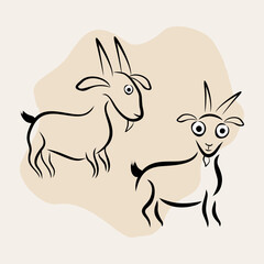 Doodle goat artwork vector illustration. EPS 10.