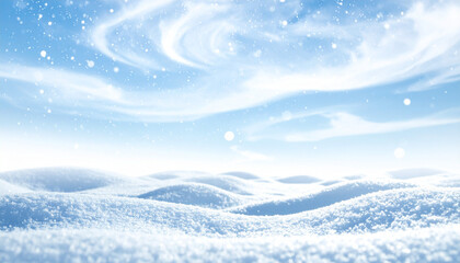 なだらかな雪の丘と青空