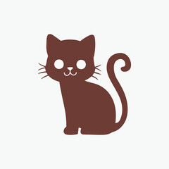 Cartoon cat vector logo design, Cute cat silhouette, modern creative logo, half off moon, minimalist, vector illustration, flat design, cut out vector icon, black cat with big eyes, simple design,