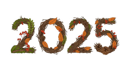 Celebrate the new year 2025 with this unique seasonal floral design for cards and invitations, perfect for festive fall promotions