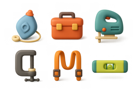 Collection of simple tool icons for creative design projects