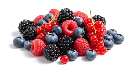 Assorted Fresh Berries - Raspberries, Blueberries, Blackberries, and Red Currants.
