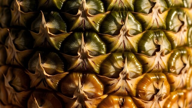 Close-up of Pineapple Skin Texture - A Tropical Fruit Detail. - Powered by Adobe