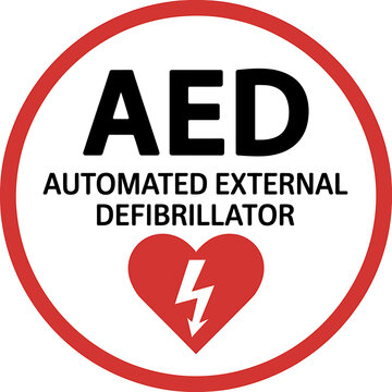 Automated external defibrillator aed symbol sign for safety