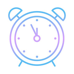 Alarm clock gradient icon showing five minutes to midnight – New Year countdown, vector illustration