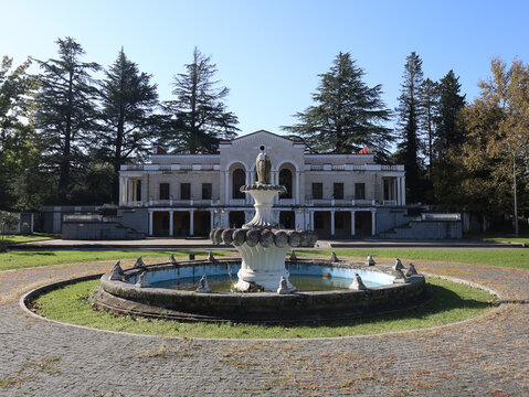 The abandoned railway station in the resort town of Tskaltubo, Georgia.