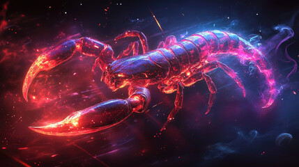 Fototapeta premium Scorpio zodiac symbol glowing with intense cosmic energy, representing the powerful constellation and astrological sign in a mystical universe