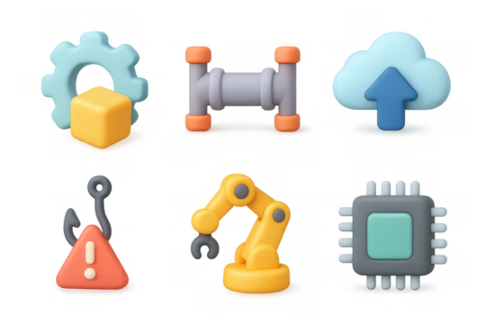 Futuristic technology icon set for digital interfaces and cloud computing design - Powered by Adobe