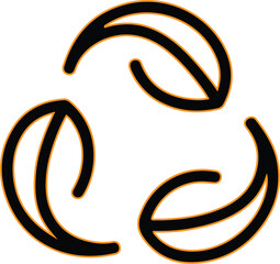 Simple hand drawn three leaf recycling symbol outline