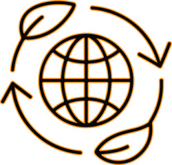 Global recycling symbol with leaves and arrows around earth