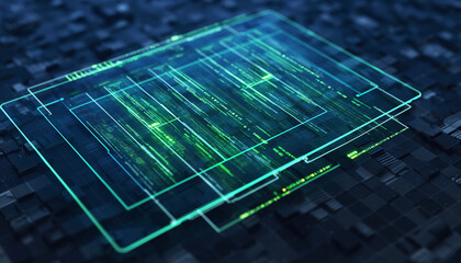 Cybernetic Interface: Intricate neon data streams illuminate a futuristic interface, suggesting vast amounts of information in a technological context.