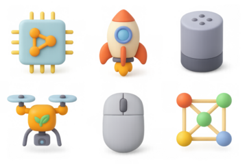 Futuristic tech icons collection for digital design and web development