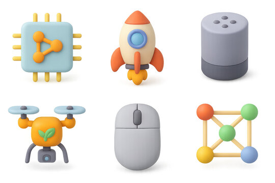 Futuristic tech icons collection for digital design and web development