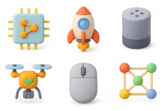 Futuristic tech icons collection for digital design and web development