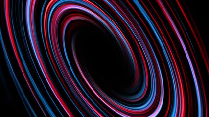 Glowing red and blue spiral vortex tunnel with smooth neon light trails and dynamic abstract motion background - Powered by Adobe