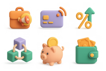 Vibrant financial icons set for digital and print design