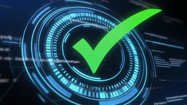 3d green checkmark arrow icon on a black abstract background design for business web voting and correct choice symbol illustration
