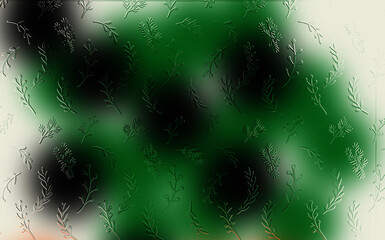 Rich Emerald Green and Black Abstract Blurred Background with Seamless Embossed Botanical Sprig Pattern, Classic Nature-Themed Template for Christmas, Eco-Design, and Holiday Greetings