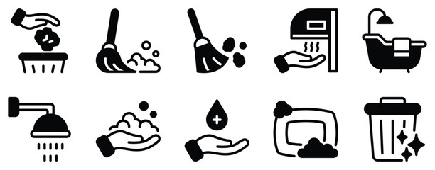Hygiene routine icon solid mix style care vector symbol for daily health app ui web clean body wash and personal grooming design