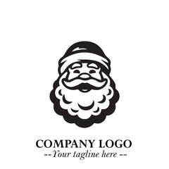 Santa Claus Logo Symbol in Black on White Background for Classic Holiday Branding and Design ArtPlus