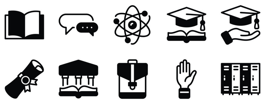 College icon solid mix style campus building vector symbol for education app ui web student life university map and admission design