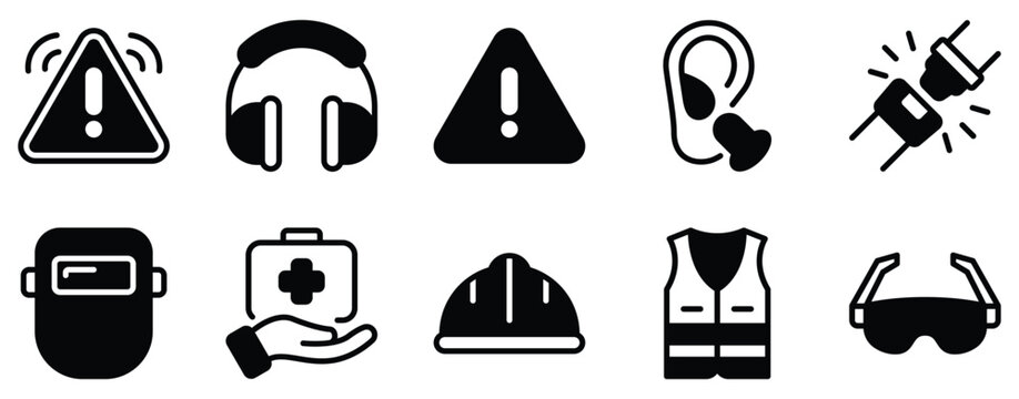 Job safety icon solid mix style worker protection vector symbol for workplace app ui web hazard warning and compliance training design