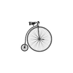 Detailed vintage bicycle engraving illustration.