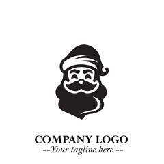 Santa Claus Logo Symbol in Black on White Background for Classic Holiday Branding and Design ArtPlus