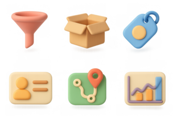 Vibrant cartoon interface icons for digital design and application development