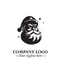 Santa Claus Logo Symbol in Black on White Background for Classic Holiday Branding and Design ArtPlus