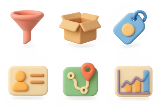 Vibrant cartoon interface icons for digital design and application development