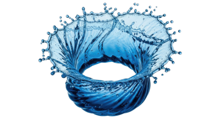 Elegant Water Droplet Splashing with Dynamic Liquid Texture on Crisp White Background