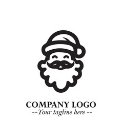 Santa Claus Logo Symbol in Black on White Background for Classic Holiday Branding and Design ArtPlus