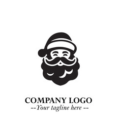 Santa Claus Logo Symbol in Black on White Background for Classic Holiday Branding and Design ArtPlus