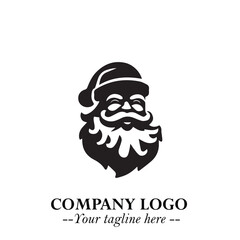 Santa Claus Logo Symbol in Black on White Background for Classic Holiday Branding and Design ArtPlus