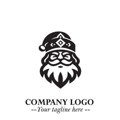 Santa Claus Logo Symbol in Black on White Background for Classic Holiday Branding and Design ArtPlus