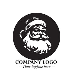 Santa Claus Logo Symbol in Black on White Background for Classic Holiday Branding and Design ArtPlus