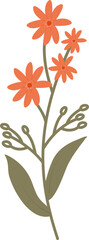 Vector floral illustration featuring flowers and an autumn leaf