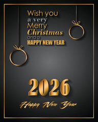 2026 Happy New Year and merry christmas background for your seasonal invitations, festive posters, greetings cards.