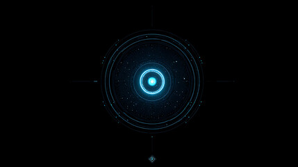 A captivating blue glowing circular design on a dark background, perfect for futuristic themes and digital concepts.