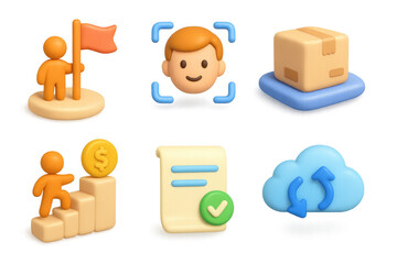 Colorful collection of simple cartoon icons for web and app design