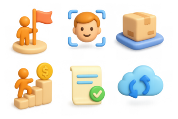 Colorful collection of simple cartoon icons for web and app design