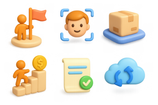 Colorful collection of simple cartoon icons for web and app design