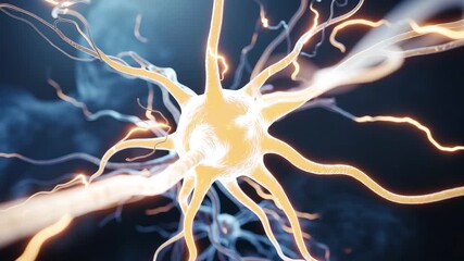 Detailed Neuron Cell with Glowing Axons and Dendrites nerve cell brain - Powered by Adobe
