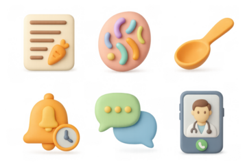 Vibrant 3d icons collection for communication and health applications