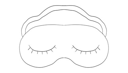 Sleep mask silhouette, doodle hand drawn icon Sleep mask for relaxation or traveling. Sketch insomnia spa silk sleep mask eye sign.