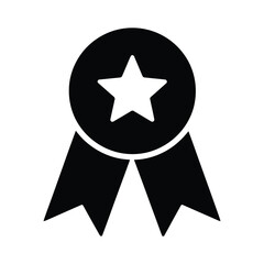 Quality assurance star ribbon award badge vector icon, Star ribbon award badge icon