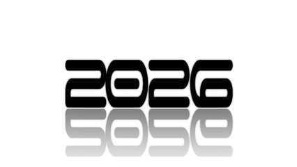 Black text new year 2026 celebration on white background