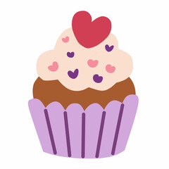 Cute Valentine Cupcake in Pastel Illustration for Romantic Themes