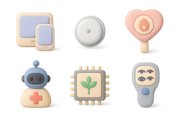Innovative health technology icons set for modern medical design projects